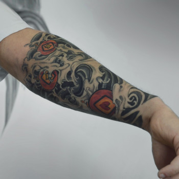 Тату на руке рукав рукавфріхенд, фото - Тату мастер Максим Ньюскуленко