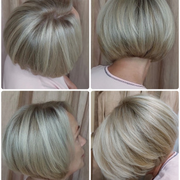 Стрижка боб каре, красивый блонд, окрашивание волос  