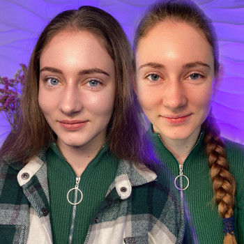 Перманентний макіяж брів у волосковій техніці "Апаратний волосок" до та після