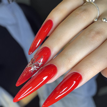 Червоний манікюр новорічний зима, фото - Майстер манікюру Тетяна Чередник