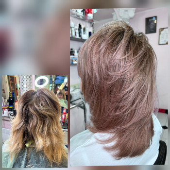 Мелірування.
Фарбування в техніці розтяжки кольору.