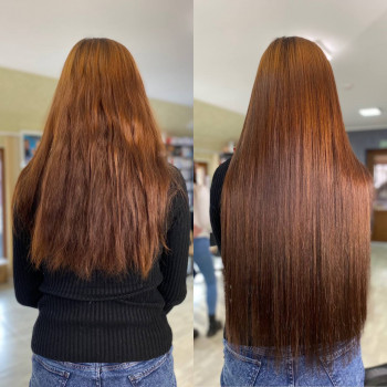 Афронарощування волосся до та після