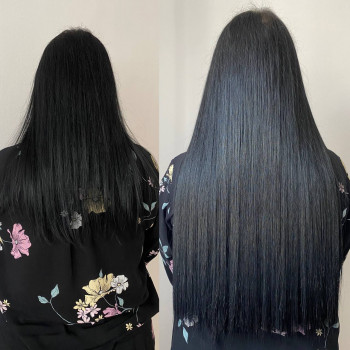 Афронарощування волосся до та після