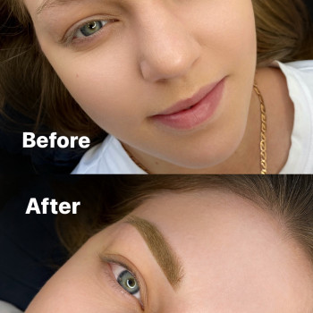 Перманентний макіяж брів у пудровій техніці. 
Одразу після процедури