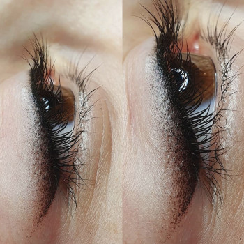 Міжвійка + легка стрілочка з розтушовкою. 
Одразу після процедури