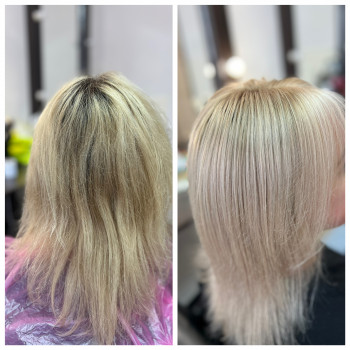 Техніка тотал блонд,с затемненими коренями
  