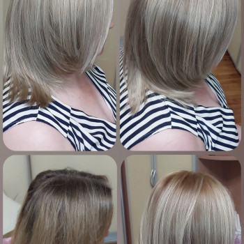 Окрашивание волос, димаут, окрашивание седых волос, сложное окрашивание волос, окрашивание в техника...