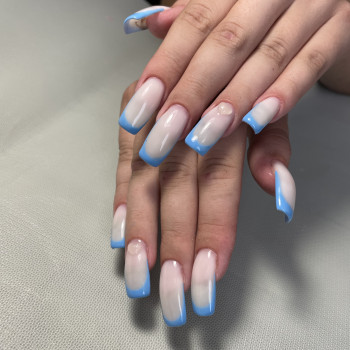 Французский маникюр зима голубой, фото - Мастер маникюра Діана Журавель