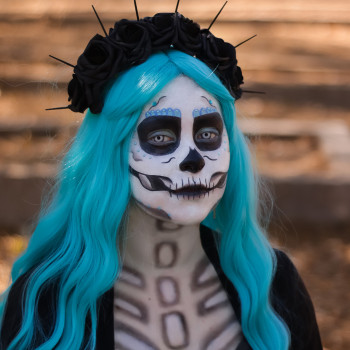 Фотосессияс голубым париком