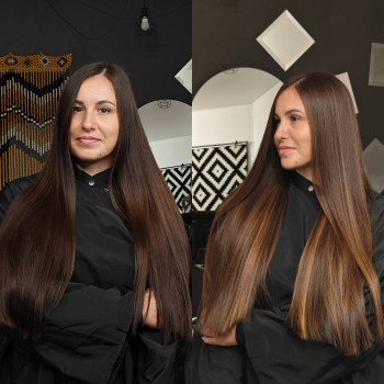 Коричневий колір волосся молочний шоколад фарбування, фото - Салон краси Hairmama Studio