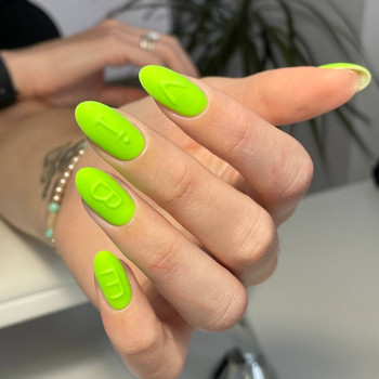 Салатовый маникюр кислотный текстурный, фото - Мастер маникюра Екатерина Шутова