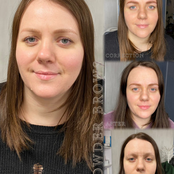 Пудрові брови- до/після процедури/ загоєні і одразу після корекції
