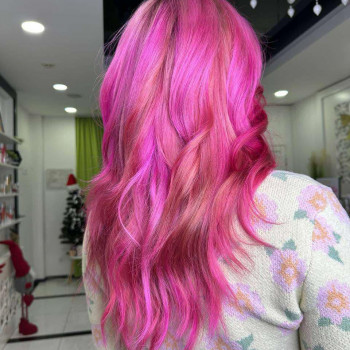 Розовый цвет волос цветные волосы, фото - Салон красоты Fargo