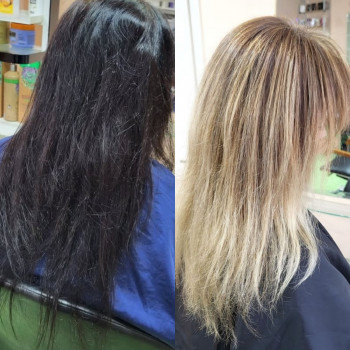 Выход из черного / темного / смывка цвета
                    Парикмахер Кристина Днепр