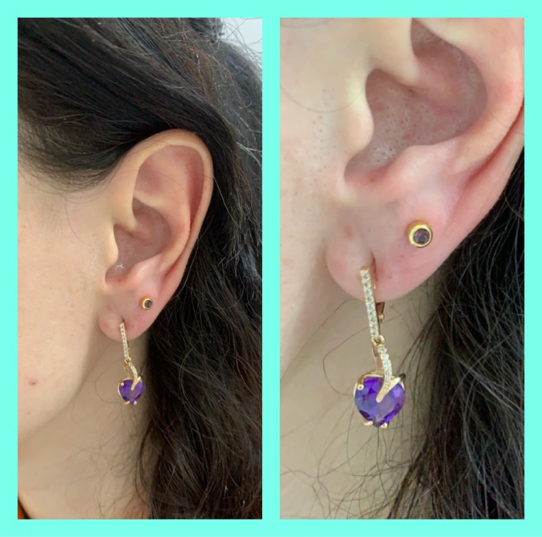 Прокол мочкі додатковий, фото - Майстер з пірсингу Тетяна Ананьєва