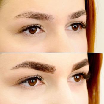 корекція брів пінцетом
 