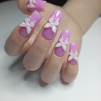 розовый маникюр, маникюр 3d