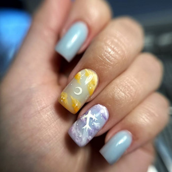 Манікюр зима блакитний з дизайном, фото - Майстер манікюру Валентина Фоміна