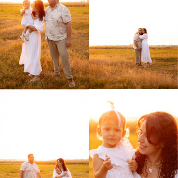 Сімейна фотосесія на заході сонечка