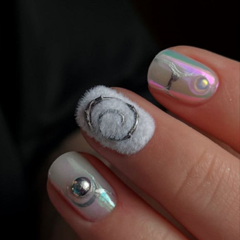 перламутровий маникюр, красивый маникюр, необычный маникюр, маникюр с дизайном, маникюр 3d