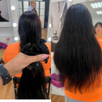 Нарощування натурального волосся 
150грамів 
55см 
270$