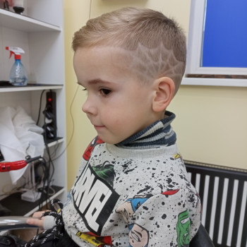Рисунок на волосах (hair tattoo), стрижкадитяча, паутінка