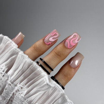 Розовый маникюр линии, фото - Мастер маникюра Таня Іщенко