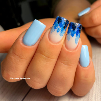 маникюр с рисунком, голубой маникюр
