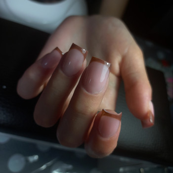 Коричневый маникюр френч, фото - Мастер маникюра Марина Менько