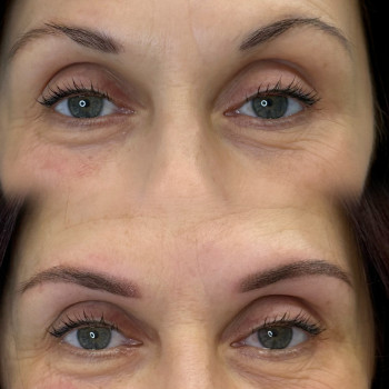 Работаю не по шаблону , а рисую брови так, чтобы они гармонично смотрелись и а лице девушки