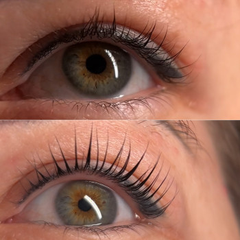 Ламінування вій до та після