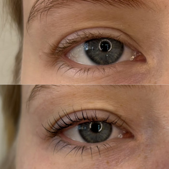 Ламінування вій до та після