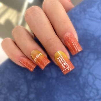 Маникюр омбре на квадратные ногти оранжевый, фото - Мастер маникюра Юлія Полтава