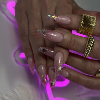 рожевий манікюр, манікюр на довгі нігті
, манікюр акваріум
