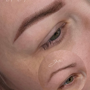 Натуральна пудрова техніка перманенту брів