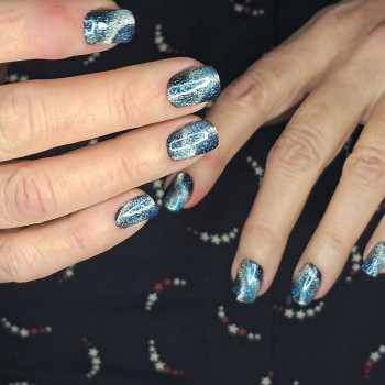 Яркий маникюр черный кошачий глаз, фото - Салон красоты Marlen