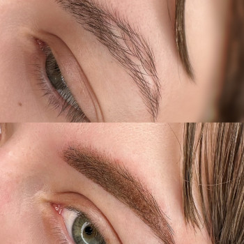 Брови.
До та після перманенту!
З його допомогою можливо приховати ось такі недоліки