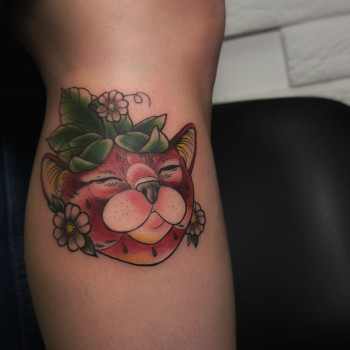 Тату цветные кошка, фото - Тату мастер Яна