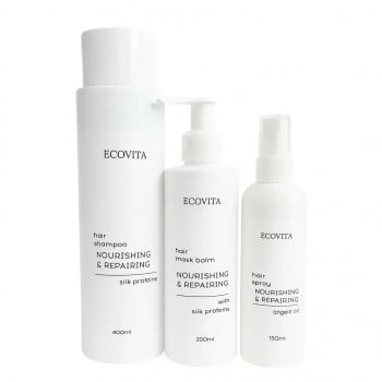 Комплексний набір для живлення та відновлення волосся з протеїнами шовку MAX Ecovita