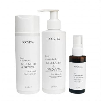 Комплексний набір для зміцнення та росту волосся Ecovita