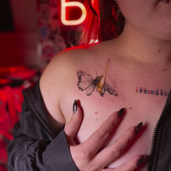 Тату Тату під ключицею, метелик, фото - Тату мастер Kristina Plakhotnyaya