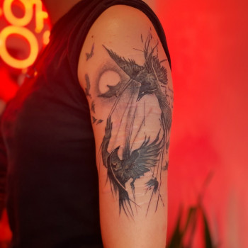 Перекриття шрамів, графіка, тату птиць