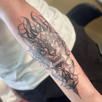 Тату Тату рукав кішка графіка трайбл, фото - Барбершоп Юність