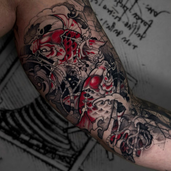 Тату кольорові на біцепсі, фото - Тату майстер Анна Бахмат