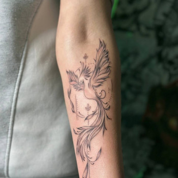Тату женские на предплечье феникс, фото - Тату салон МОЖНА ТАТУ