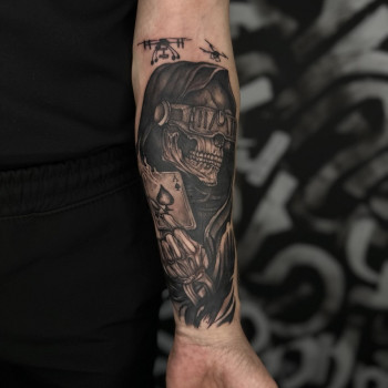 Тату мужские на предплечье череп, фото - Тату мастер Алина Котробай