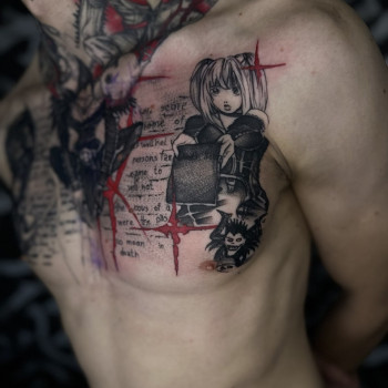 Тату мужские на груди аниме, фото - Тату мастер Алина Котробай