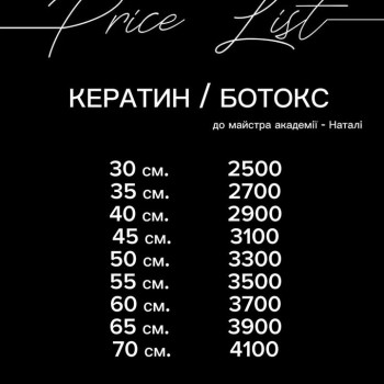 Ціна кератин Київ 