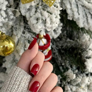 Червоний манікюр новорічний зима, фото - Майстер манікюру Анастасия Пащенко