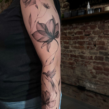 Рукав квіти, фото - тату салон TATTOO LAMARCH
